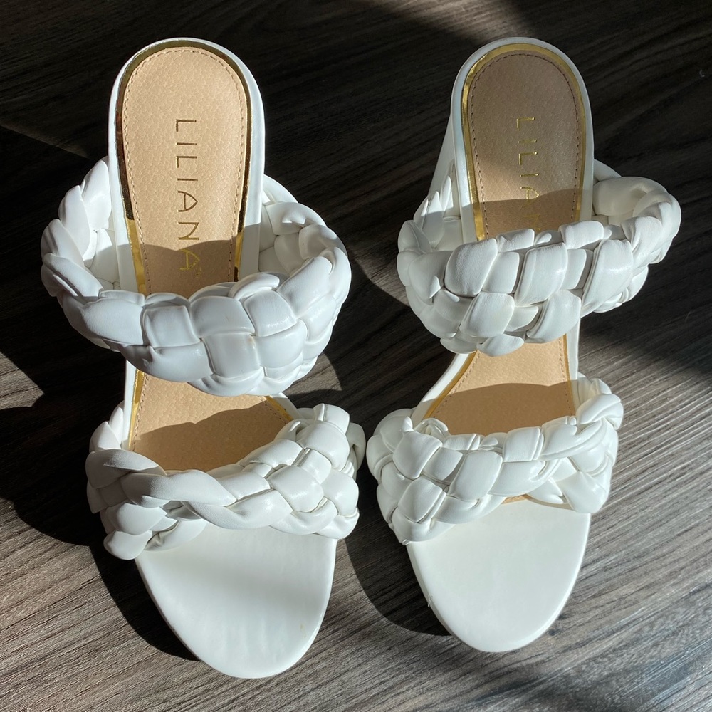 White sandals braided